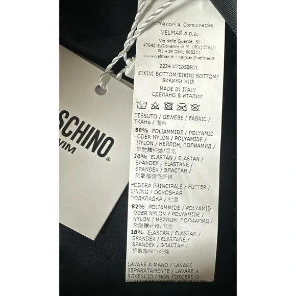 Moschino Swim Women Size 2/Medium Blue Checkered Bikini Bottom Designer Side Tie - Picture 6 of 10